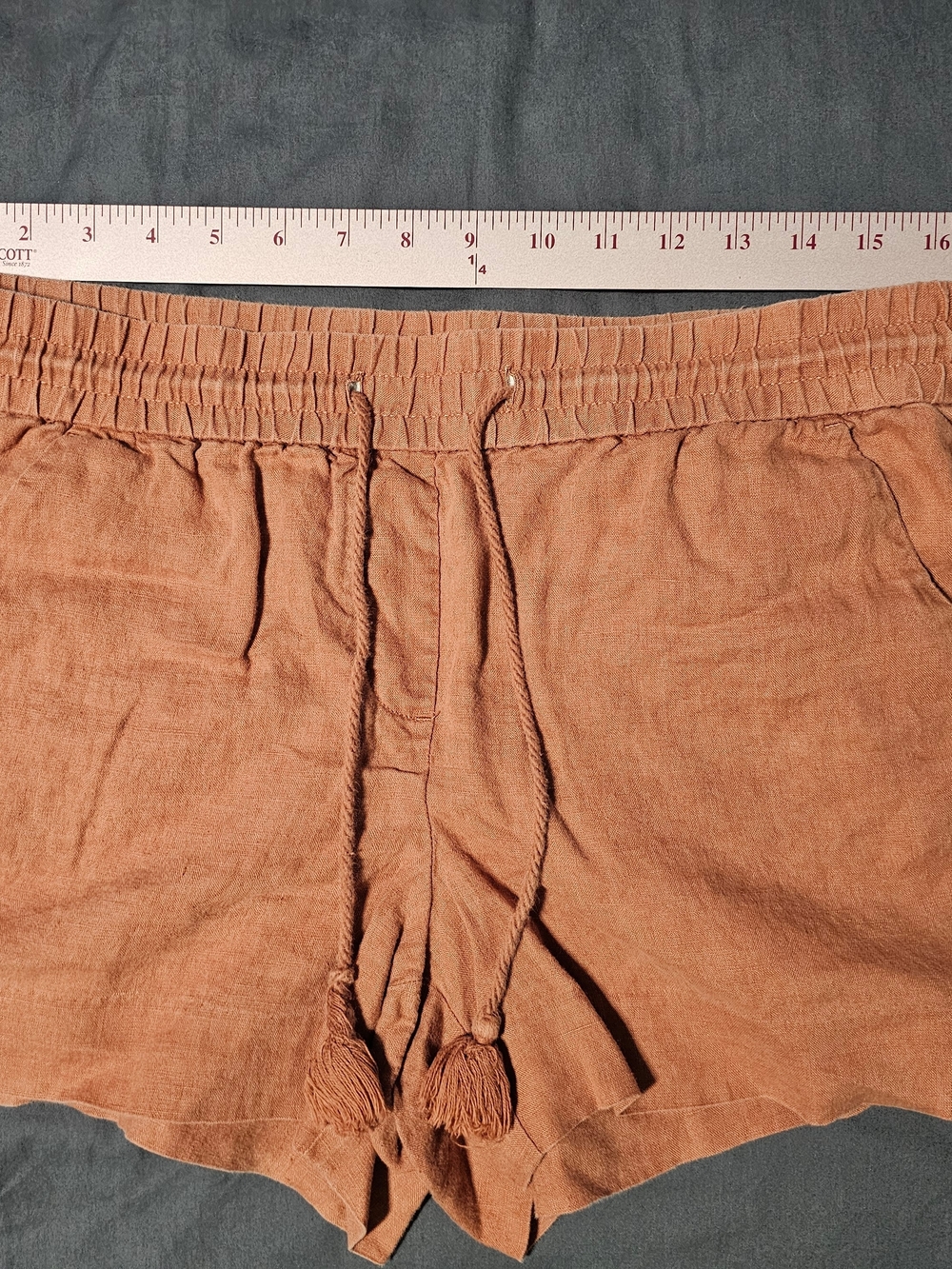 LOFT Linen Drawstring Shorts in Rust